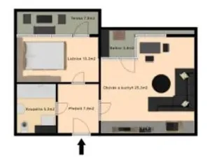 Pronájem bytu 2+kk, Praha - Stodůlky, Švejcarovo náměstí, 57 m2
