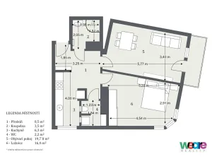 Prodej bytu 2+1, Praha - Holešovice, U Uranie, 55 m2