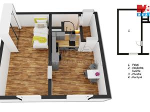 Prodej bytu 1+1, Ústí nad Labem - Severní Terasa, Kmochova, 33 m2
