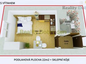 Pronájem bytu 1+kk, Opava, Edvarda Beneše, 22 m2