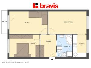 Pronájem bytu 3+kk, Brno - Komín, Absolonova, 74 m2