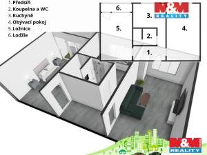 Prodej bytu 2+1, Chomutov, Holešická, 63 m2