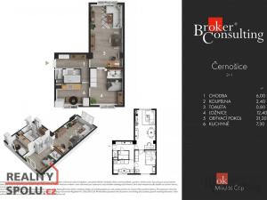 Prodej bytu 2+1, Černošice, Riegrova, 51 m2