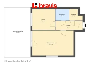 Pronájem bytu 2+kk, Brno - Sadová, Moskalykova, 51 m2