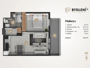 Pronájem bytu 2+kk, Teplice, Novoveská, 47 m2