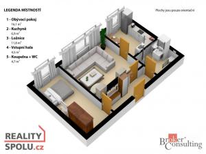 Pronájem bytu 2+1, Praha - Hlubočepy, Pražského, 44 m2
