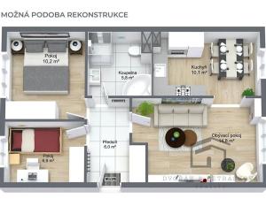 Prodej bytu 3+1, Most, Růžová, 56 m2