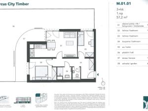 Pronájem bytu 3+kk, Praha, Ujgurská, 57 m2