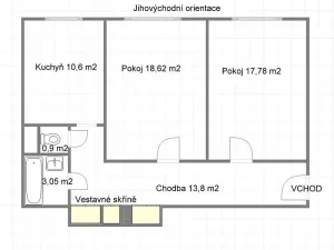 Prodej bytu 2+1, Praha - Strašnice, Na padesátém, 68 m2