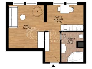 Pronájem bytu 1+1, Praha - Jinonice, Peroutkova, 32 m2