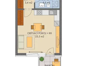 Prodej bytu 1+kk, Praha - Hlubočepy, Ondrákové, 33 m2