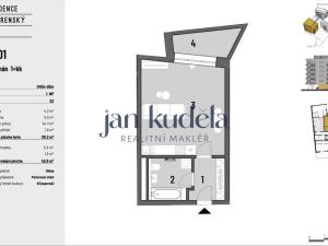 Pronájem bytu 1+kk, Brno, Bratislavská, 36 m2