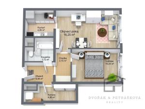 Pronájem bytu 2+kk, Praha - Ruzyně, Žukovského, 47 m2