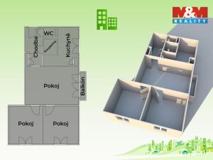 Prodej bytu 3+1, Valašské Meziříčí - Krásno nad Bečvou, Křižná, 60 m2
