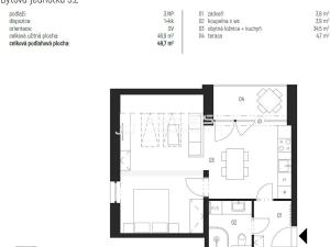 Pronájem bytu 2+kk, Únětice, Rýznerova, 47 m2