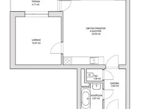 Pronájem bytu 2+kk, Pohořelice, 47 m2