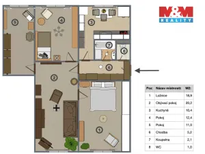 Prodej bytu 4+1, Podbořany, Alšova, 75 m2