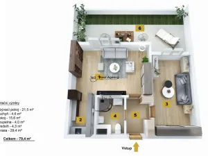 Prodej bytu 2+kk, Praha - Vinoř, Českodubská, 63 m2