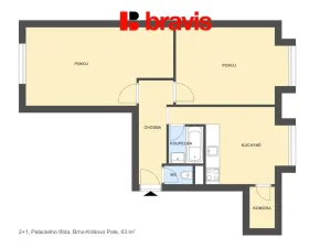 Pronájem bytu 2+1, Brno - Královo Pole, Palackého třída, 63 m2