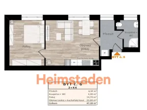 Pronájem bytu 2+kk, Ostrava - Kunčičky, Výhradní, 47 m2