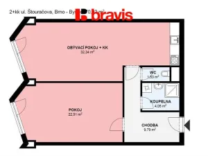 Pronájem bytu 2+kk, Brno, Adamcova, 70 m2