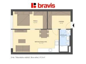 Pronájem bytu 2+kk, Brno - Štýřice, Vídeňská, 48 m2