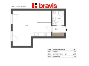 Prodej bytu 1+kk, Lipůvka, 35 m2