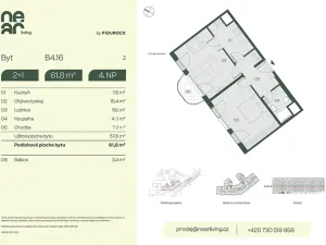 Prodej bytu 2+1, Praha - Libeň, Na kopečku, 58 m2