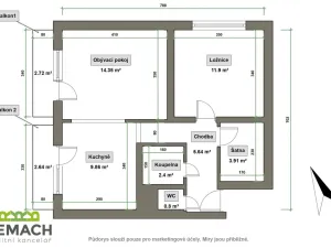 Pronájem bytu 2+kk, Uherské Hradiště, Stará Tenice, 56 m2