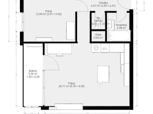 Pronájem bytu 2+kk, Brno, Oblá, 50 m2