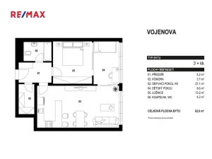 Pronájem bytu 2+kk, Praha - Libeň, Vojenova, 62 m2
