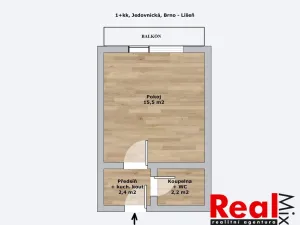 Prodej bytu 1+kk, Brno - Líšeň, Jedovnická, 24 m2