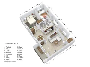 Prodej bytu 3+1, Velké Opatovice, Hliníky, 66 m2