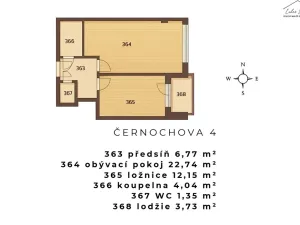 Pronájem bytu 2+kk, Praha - Košíře, Černochova, 51 m2
