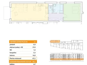 Pronájem bytu 2+kk, Rosice, Karla IV., 70 m2