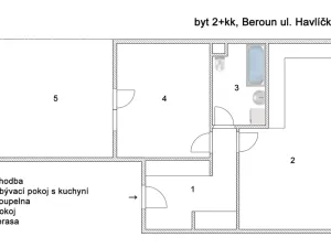 Pronájem bytu 2+kk, Beroun, Havlíčkova, 55 m2