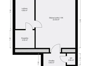 Pronájem bytu 2+kk, Praha - Nusle, Lounských, 38 m2