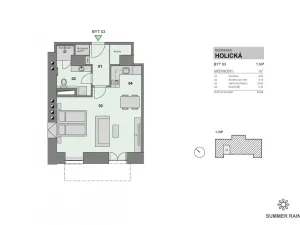 Pronájem bytu 1+kk, Olomouc - Hodolany, Holická, 42 m2