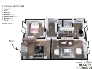 Pronájem bytu 3+1, Brno - Bystrc, Černého, 71 m2