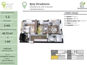 Prodej bytu 2+kk, Skorkov - Otradovice, 42 m2