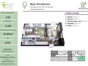 Prodej bytu 2+kk, Skorkov - Otradovice, 45 m2