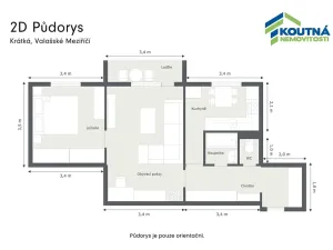 Prodej bytu 2+1, Valašské Meziříčí, Krátká, 52 m2