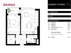 Prodej bytu 2+kk, Praha - Letňany, Tupolevova, 53 m2