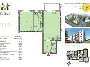 Pronájem bytu 2+kk, Jihlava, Buková, 52 m2