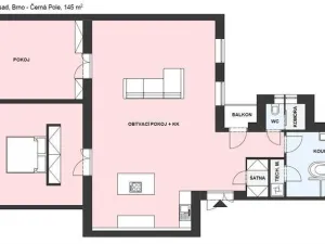 Pronájem bytu 3+kk, Brno, Vrchlického sad, 145 m2