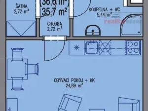 Pronájem bytu 1+kk, Brno, Sentická, 44 m2