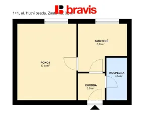 Pronájem bytu 1+1, Zastávka, Hutní osada, 27 m2