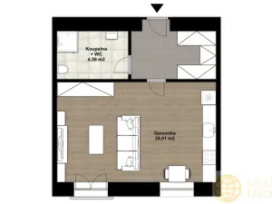 Pronájem bytu 1+kk, Tábor, Kpt. Jaroše, 33 m2