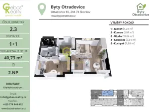 Prodej bytu 1+1, Skorkov - Otradovice, 36 m2