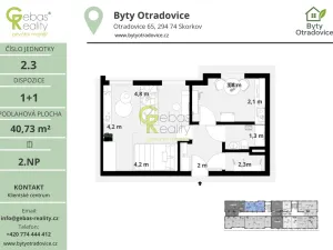 Prodej bytu 1+1, Skorkov - Otradovice, 36 m2